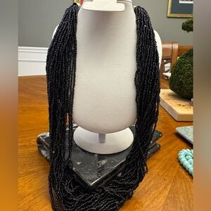 Elegant Black Beaded Necklace vintage 28 inches